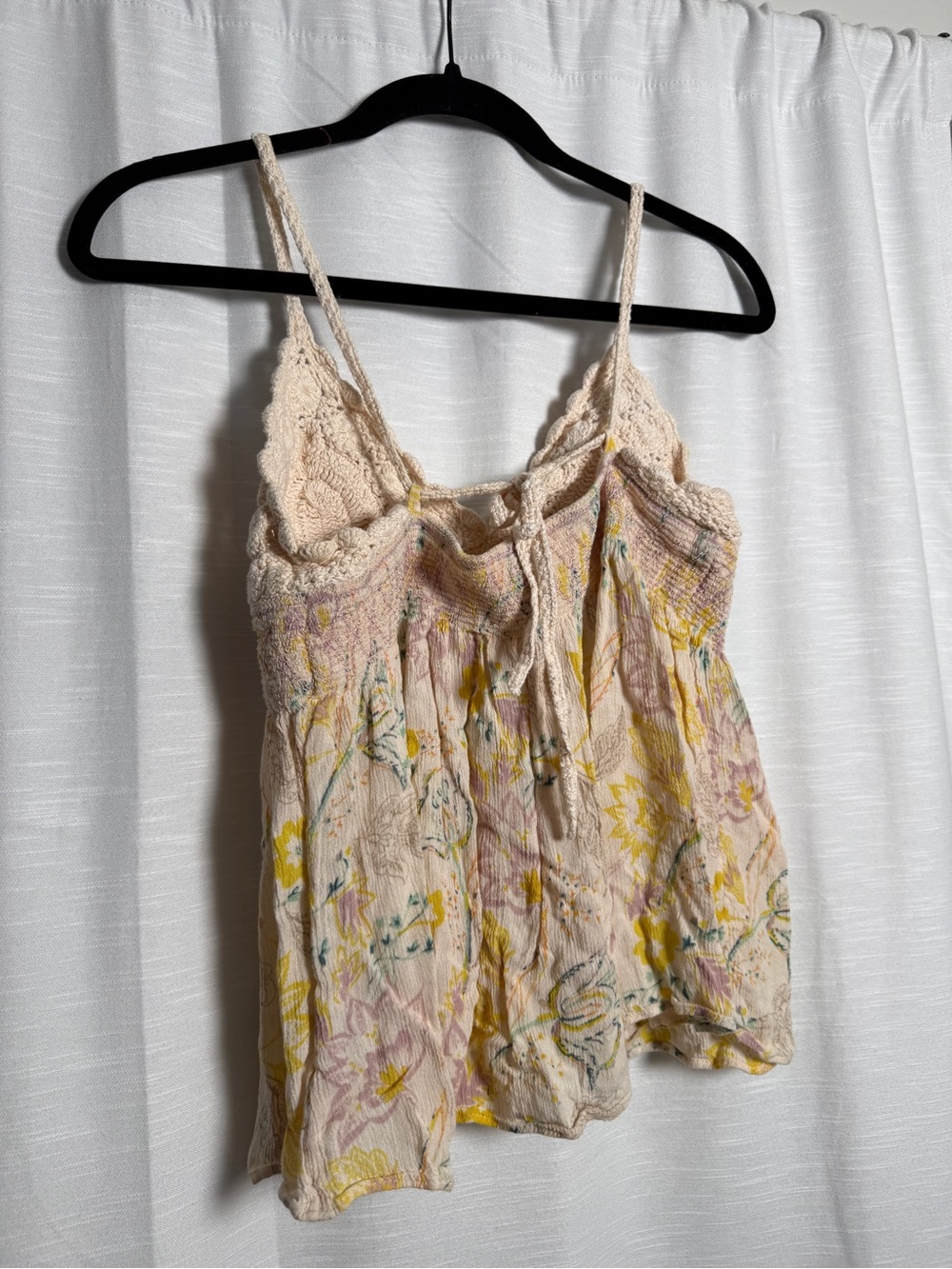 Free People Ivory Crochet Floral Babydoll Cami Top | Size Large - Picture 11 of 13